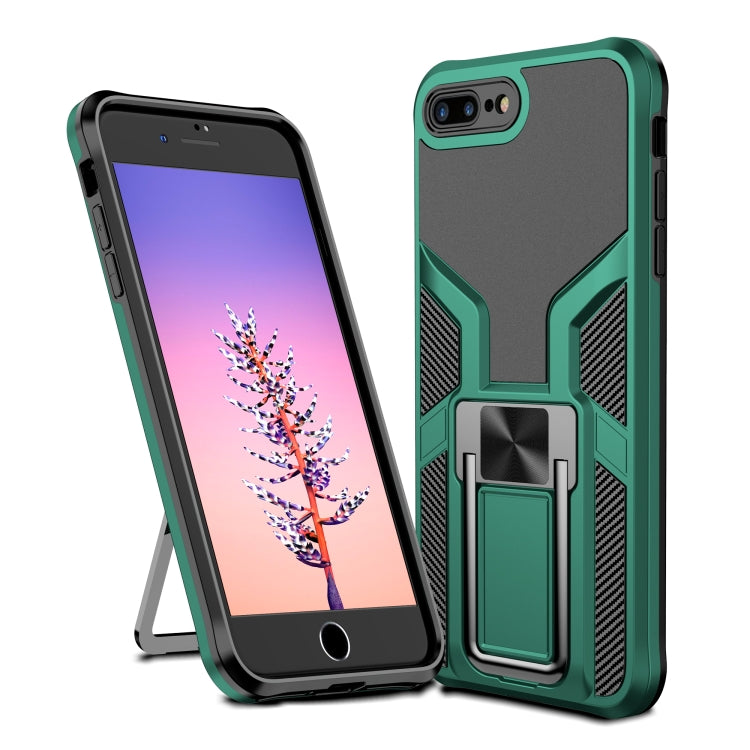 Armor 2 in 1 PC + TPU Magnetic Shockproof Case with Foldable Holder For iPhone 7 Plus / 8 Plus