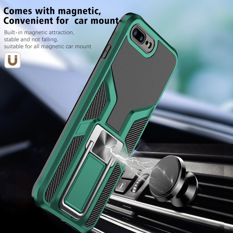 Armor 2 in 1 PC + TPU Magnetic Shockproof Case with Foldable Holder For iPhone 7 Plus / 8 Plus