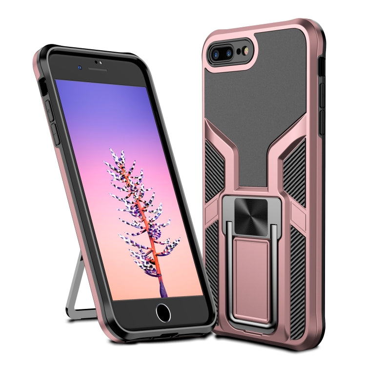 Armor 2 in 1 PC + TPU Magnetic Shockproof Case with Foldable Holder For iPhone 7 Plus / 8 Plus