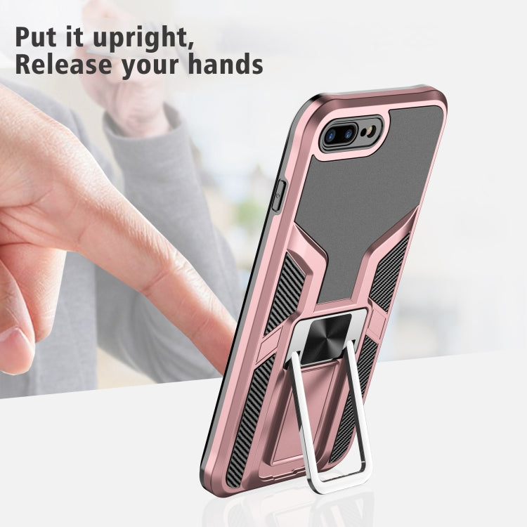 Armor 2 in 1 PC + TPU Magnetic Shockproof Case with Foldable Holder For iPhone 7 Plus / 8 Plus