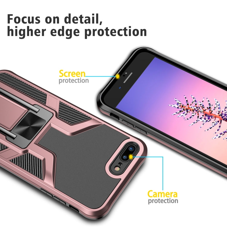 Armor 2 in 1 PC + TPU Magnetic Shockproof Case with Foldable Holder For iPhone 7 Plus / 8 Plus