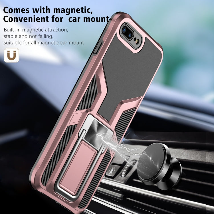 Armor 2 in 1 PC + TPU Magnetic Shockproof Case with Foldable Holder For iPhone 7 Plus / 8 Plus