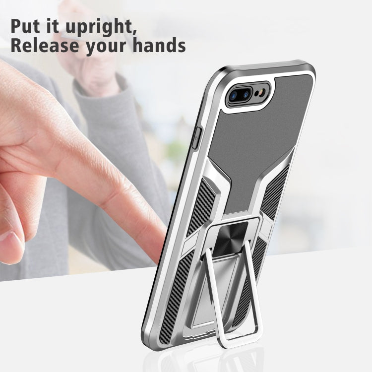 Armor 2 in 1 PC + TPU Magnetic Shockproof Case with Foldable Holder For iPhone 7 Plus / 8 Plus