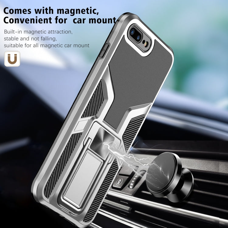 Armor 2 in 1 PC + TPU Magnetic Shockproof Case with Foldable Holder For iPhone 7 Plus / 8 Plus