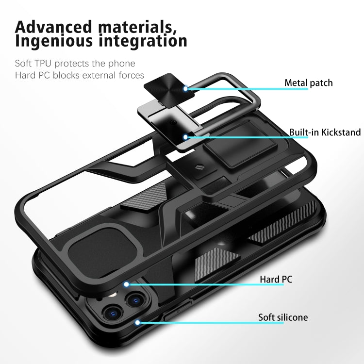 For iPhone 11 Armor 2 in 1 PC + TPU Magnetic Shockproof Case with Foldable Holder