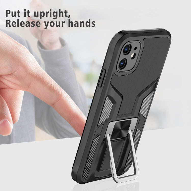 For iPhone 11 Armor 2 in 1 PC + TPU Magnetic Shockproof Case with Foldable Holder