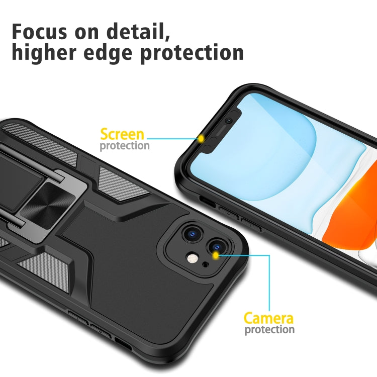 For iPhone 11 Armor 2 in 1 PC + TPU Magnetic Shockproof Case with Foldable Holder