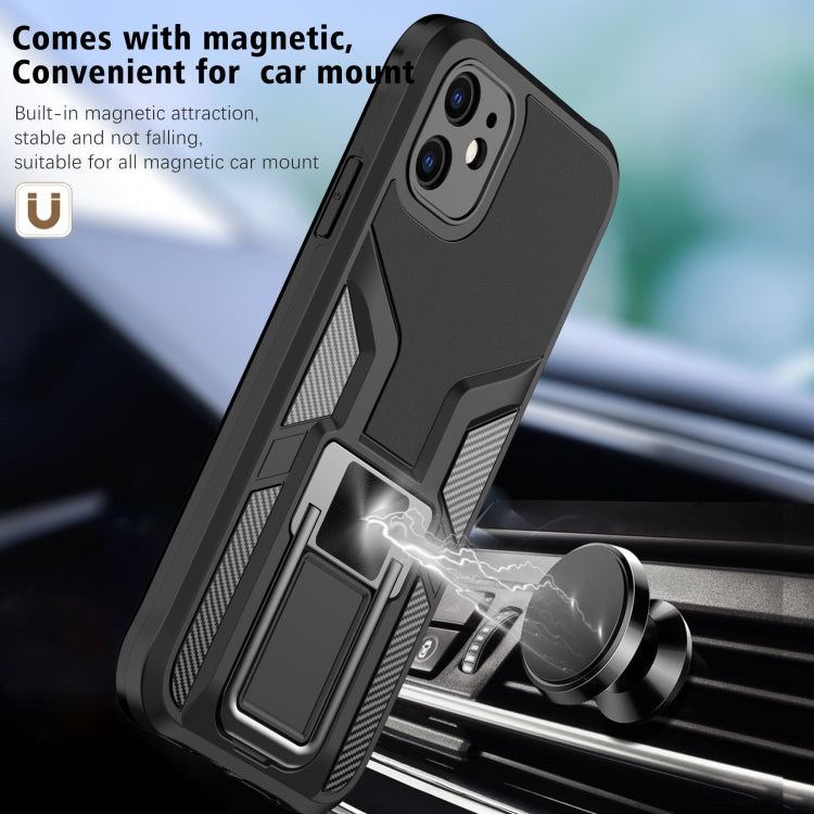 For iPhone 11 Armor 2 in 1 PC + TPU Magnetic Shockproof Case with Foldable Holder