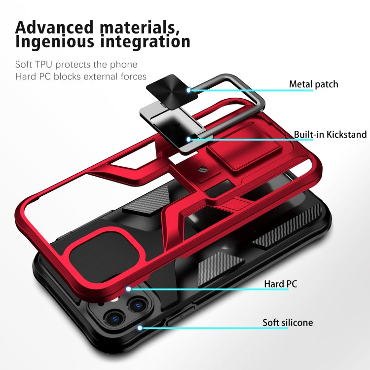 For iPhone 11 Armor 2 in 1 PC + TPU Magnetic Shockproof Case with Foldable Holder