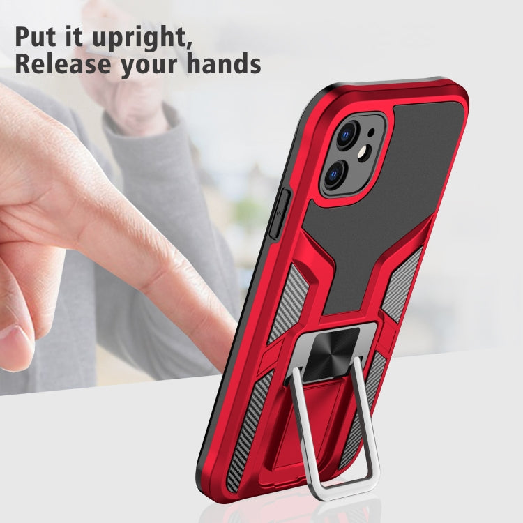 For iPhone 11 Armor 2 in 1 PC + TPU Magnetic Shockproof Case with Foldable Holder