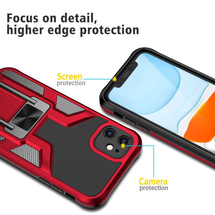 For iPhone 11 Armor 2 in 1 PC + TPU Magnetic Shockproof Case with Foldable Holder