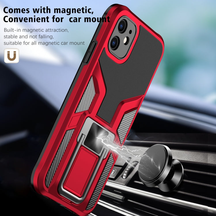 For iPhone 11 Armor 2 in 1 PC + TPU Magnetic Shockproof Case with Foldable Holder