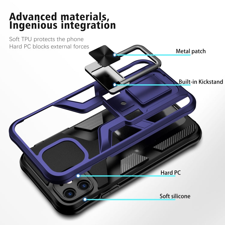 For iPhone 11 Armor 2 in 1 PC + TPU Magnetic Shockproof Case with Foldable Holder