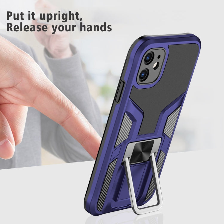 For iPhone 11 Armor 2 in 1 PC + TPU Magnetic Shockproof Case with Foldable Holder