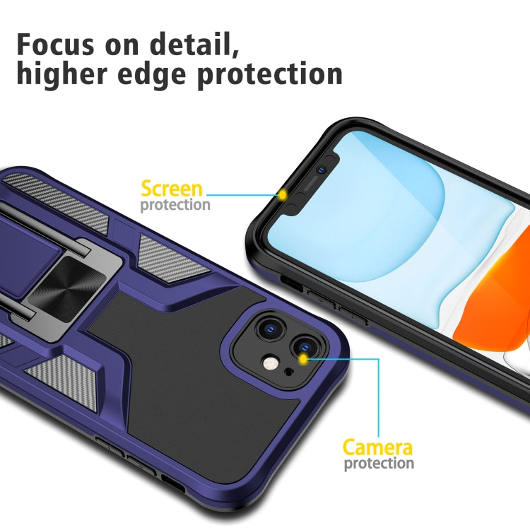For iPhone 11 Armor 2 in 1 PC + TPU Magnetic Shockproof Case with Foldable Holder