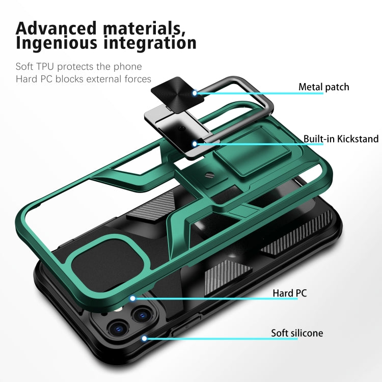 For iPhone 11 Armor 2 in 1 PC + TPU Magnetic Shockproof Case with Foldable Holder