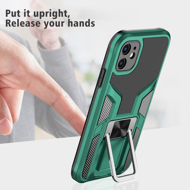 For iPhone 11 Armor 2 in 1 PC + TPU Magnetic Shockproof Case with Foldable Holder