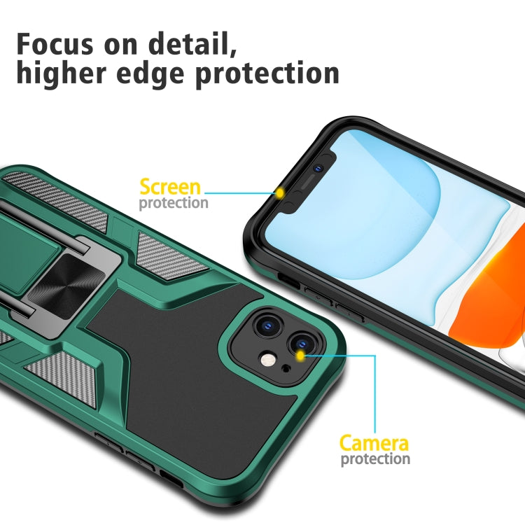 For iPhone 11 Armor 2 in 1 PC + TPU Magnetic Shockproof Case with Foldable Holder