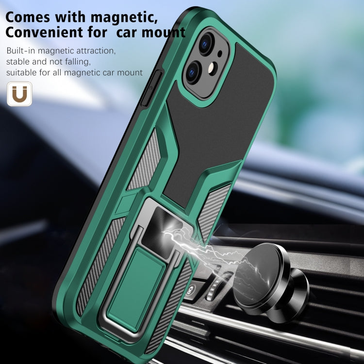 For iPhone 11 Armor 2 in 1 PC + TPU Magnetic Shockproof Case with Foldable Holder