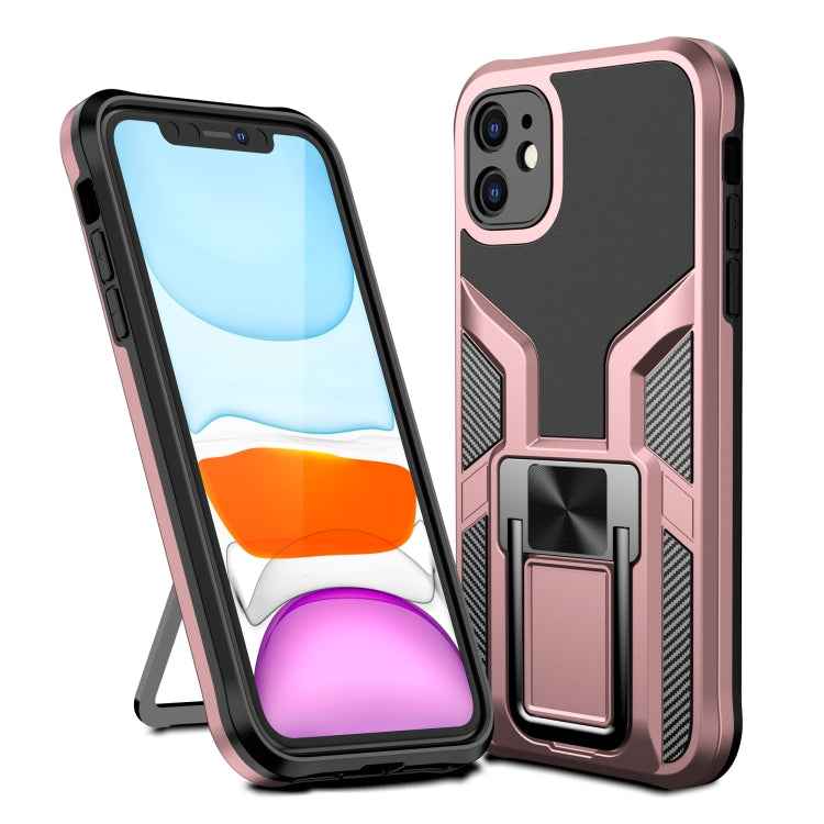 For iPhone 11 Armor 2 in 1 PC + TPU Magnetic Shockproof Case with Foldable Holder