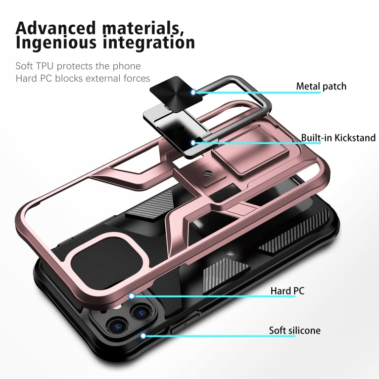 For iPhone 11 Armor 2 in 1 PC + TPU Magnetic Shockproof Case with Foldable Holder