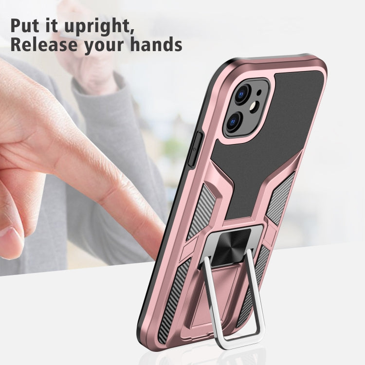 For iPhone 11 Armor 2 in 1 PC + TPU Magnetic Shockproof Case with Foldable Holder