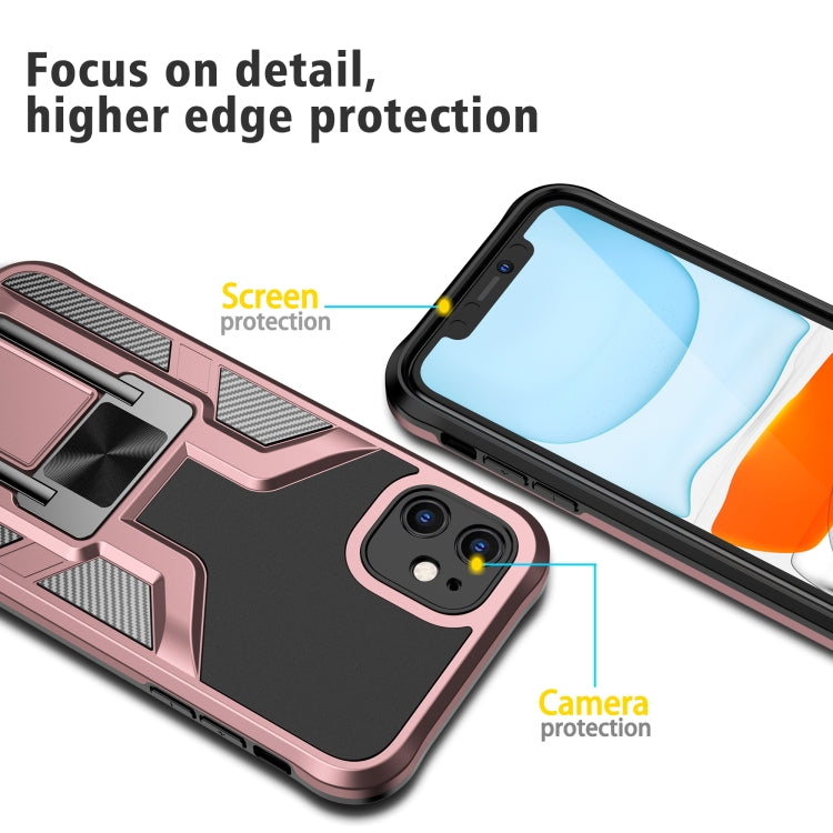 For iPhone 11 Armor 2 in 1 PC + TPU Magnetic Shockproof Case with Foldable Holder