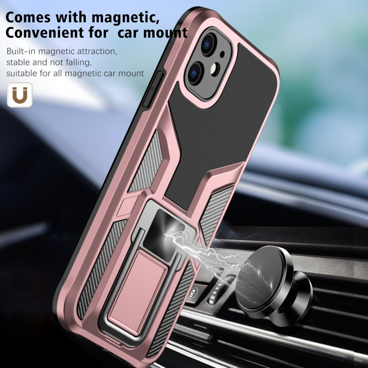 For iPhone 11 Armor 2 in 1 PC + TPU Magnetic Shockproof Case with Foldable Holder