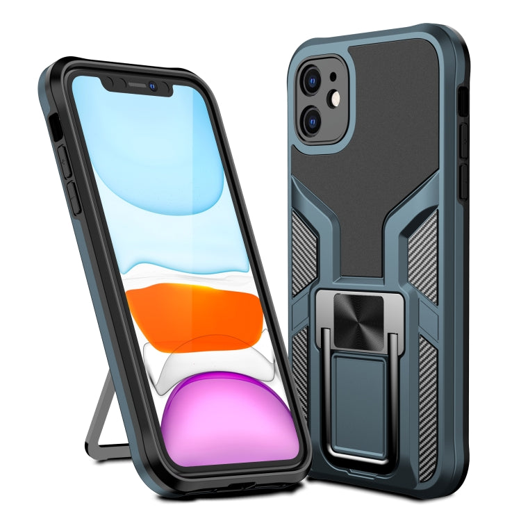 For iPhone 11 Armor 2 in 1 PC + TPU Magnetic Shockproof Case with Foldable Holder