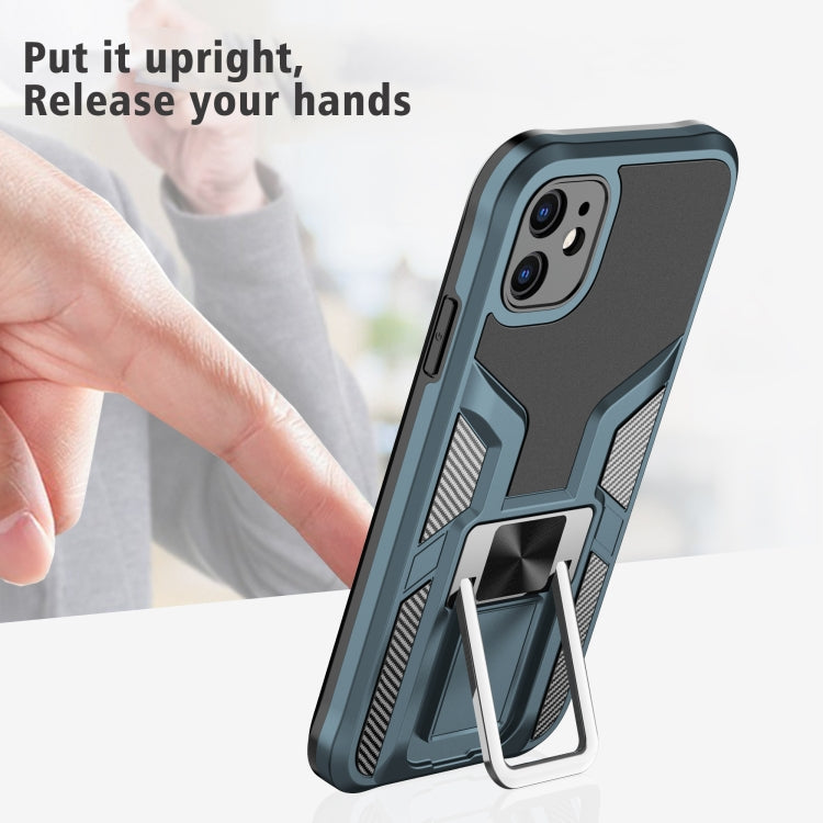 For iPhone 11 Armor 2 in 1 PC + TPU Magnetic Shockproof Case with Foldable Holder