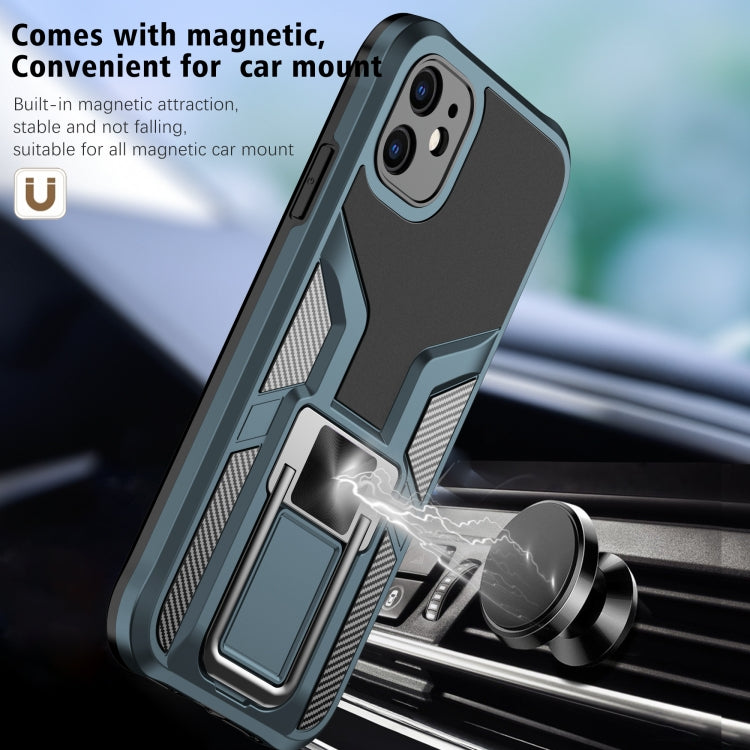 For iPhone 11 Armor 2 in 1 PC + TPU Magnetic Shockproof Case with Foldable Holder