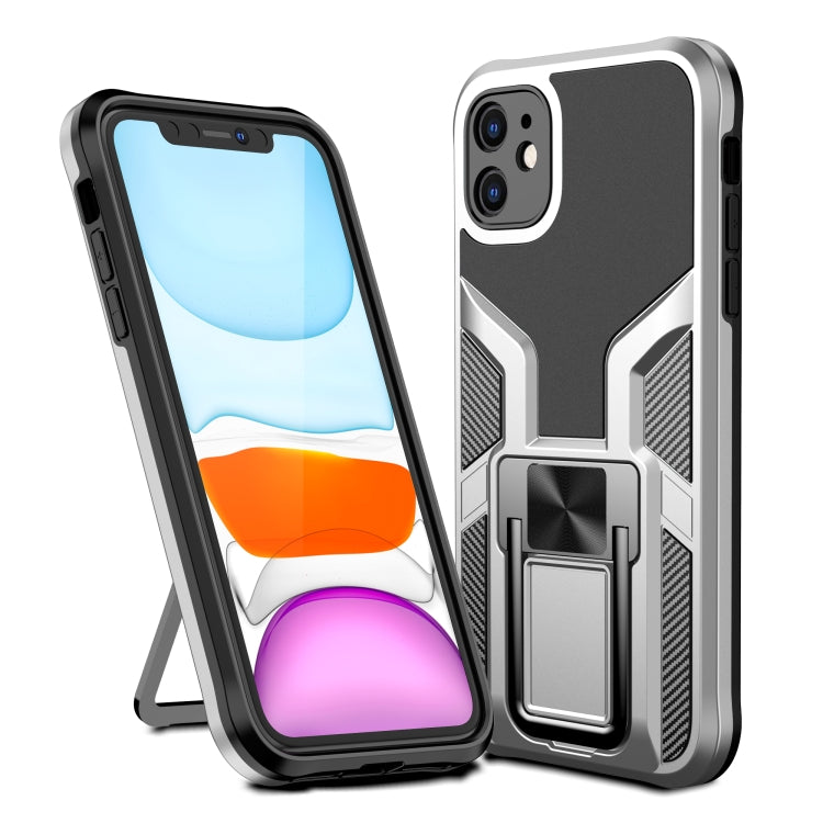 For iPhone 11 Armor 2 in 1 PC + TPU Magnetic Shockproof Case with Foldable Holder