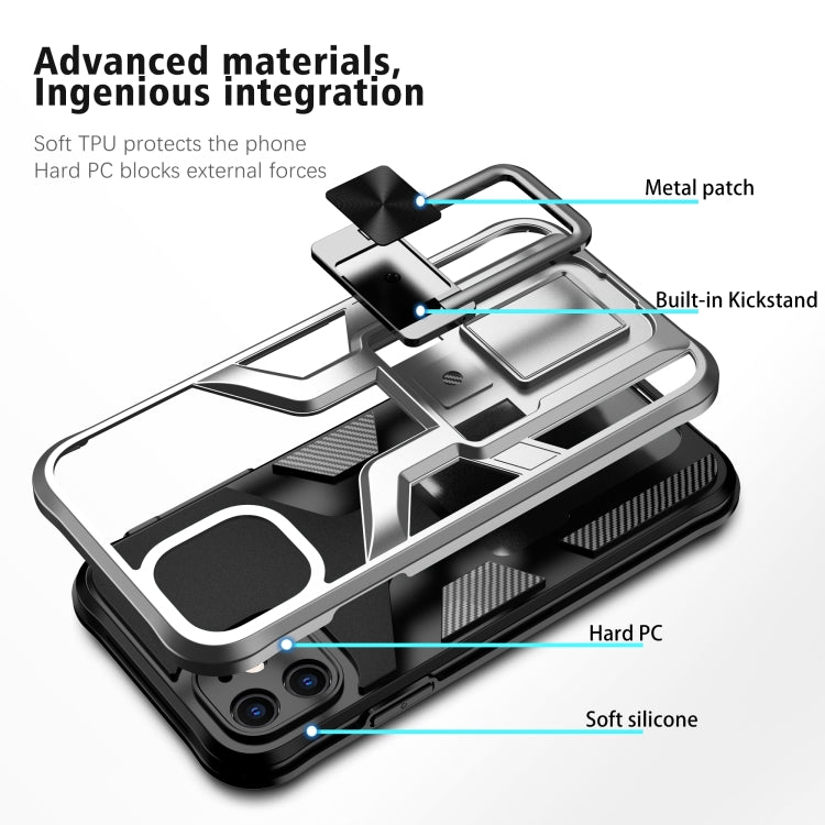 For iPhone 11 Armor 2 in 1 PC + TPU Magnetic Shockproof Case with Foldable Holder