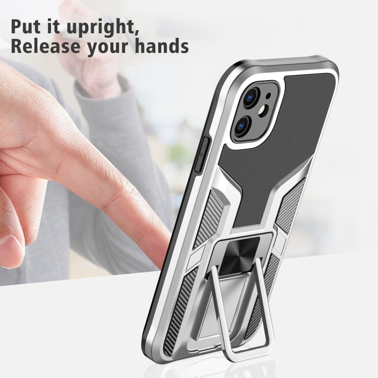 For iPhone 11 Armor 2 in 1 PC + TPU Magnetic Shockproof Case with Foldable Holder