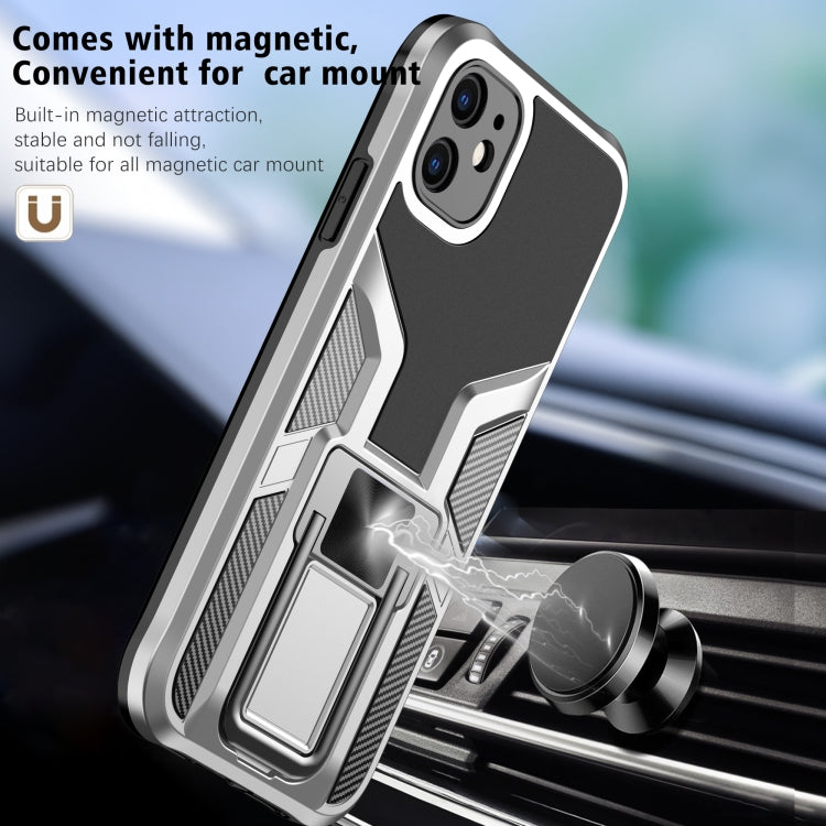 For iPhone 11 Armor 2 in 1 PC + TPU Magnetic Shockproof Case with Foldable Holder