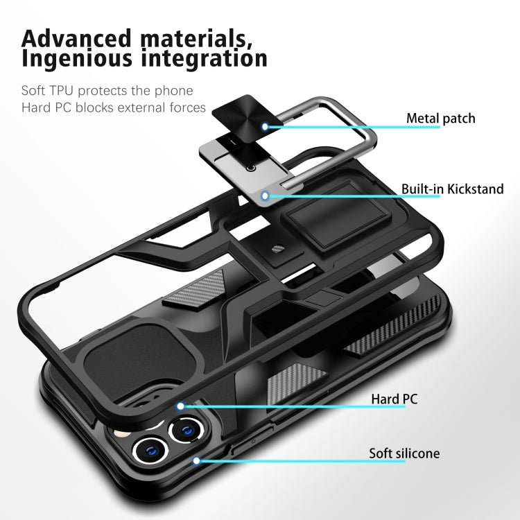 For iPhone 11 Pro Armor 2 in 1 PC + TPU Magnetic Shockproof Case with Foldable Holder