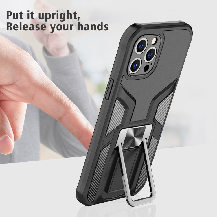 For iPhone 11 Pro Armor 2 in 1 PC + TPU Magnetic Shockproof Case with Foldable Holder