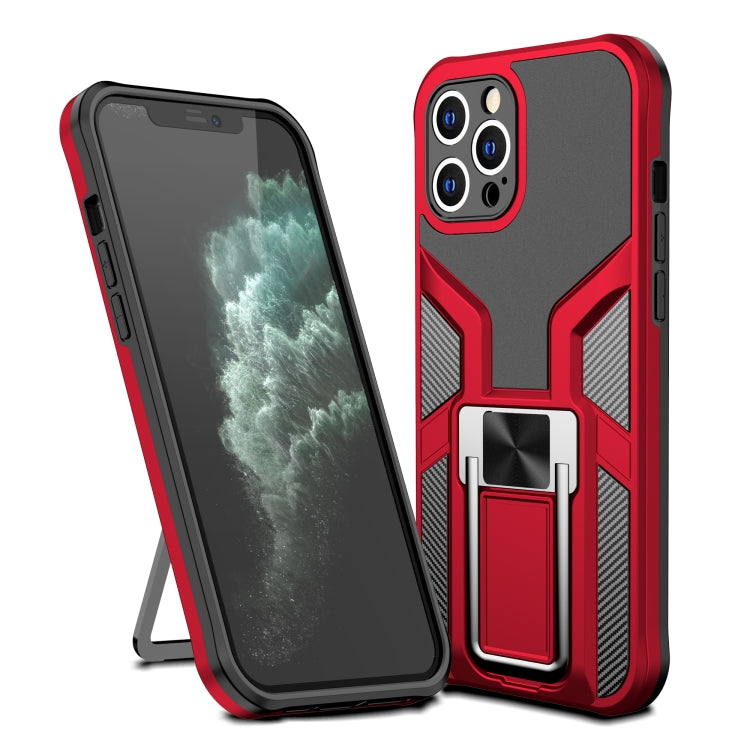 For iPhone 11 Pro Armor 2 in 1 PC + TPU Magnetic Shockproof Case with Foldable Holder