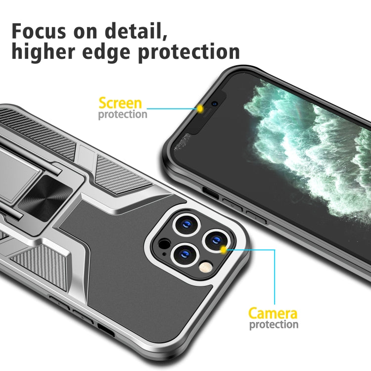 For iPhone 11 Pro Armor 2 in 1 PC + TPU Magnetic Shockproof Case with Foldable Holder