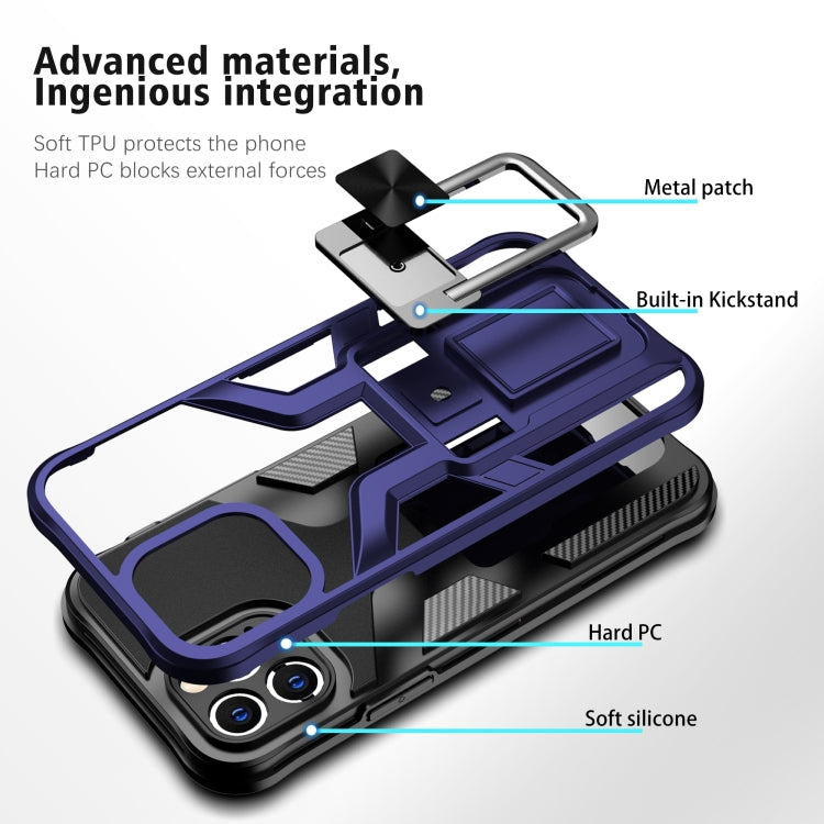 For iPhone 11 Pro Max Armor 2 in 1 PC + TPU Magnetic Shockproof Case with Foldable Holder