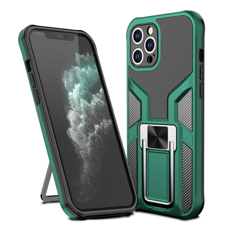 For iPhone 11 Pro Max Armor 2 in 1 PC + TPU Magnetic Shockproof Case with Foldable Holder