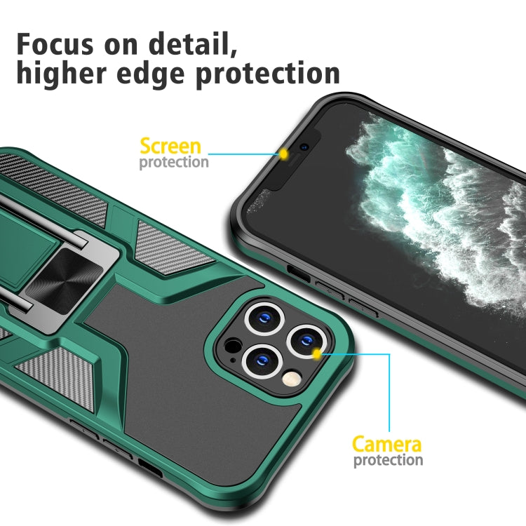 For iPhone 11 Pro Max Armor 2 in 1 PC + TPU Magnetic Shockproof Case with Foldable Holder