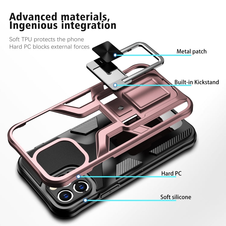 For iPhone 11 Pro Max Armor 2 in 1 PC + TPU Magnetic Shockproof Case with Foldable Holder