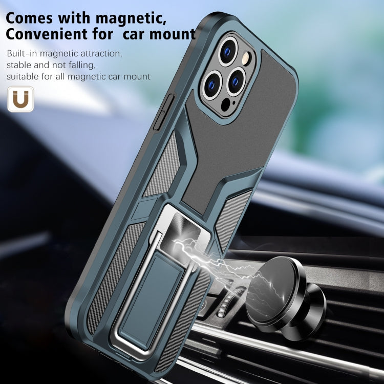 For iPhone 11 Pro Max Armor 2 in 1 PC + TPU Magnetic Shockproof Case with Foldable Holder