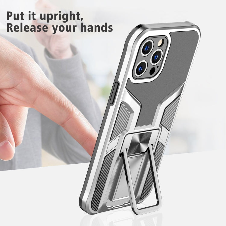 For iPhone 11 Pro Max Armor 2 in 1 PC + TPU Magnetic Shockproof Case with Foldable Holder