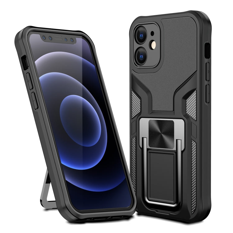 For iPhone 12 mini Armor 2 in 1 PC + TPU Magnetic Shockproof Case with Foldable Holder
