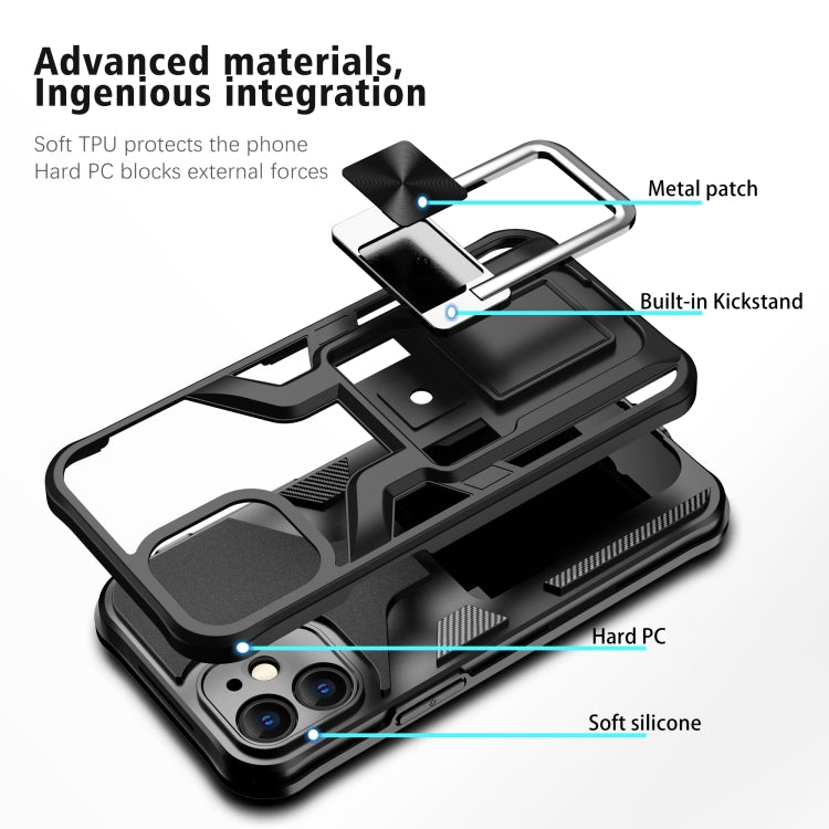 For iPhone 12 mini Armor 2 in 1 PC + TPU Magnetic Shockproof Case with Foldable Holder