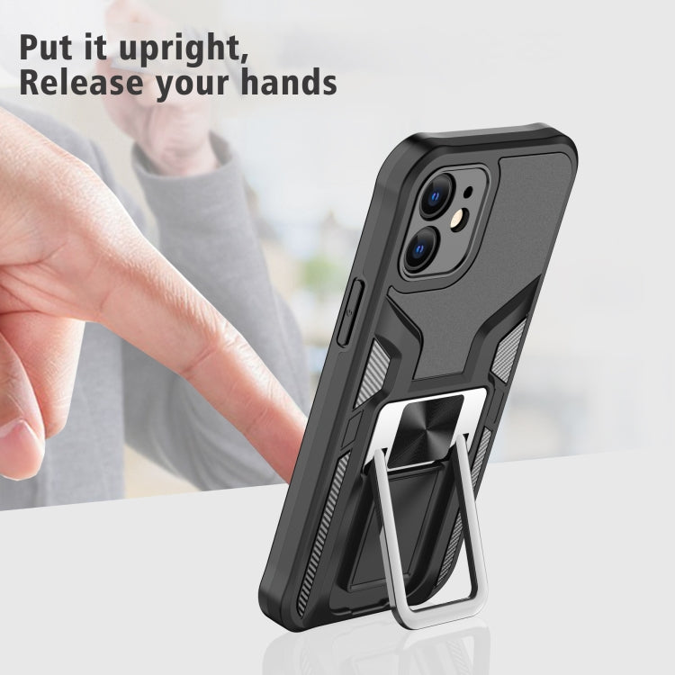 For iPhone 12 mini Armor 2 in 1 PC + TPU Magnetic Shockproof Case with Foldable Holder