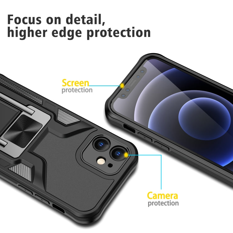 For iPhone 12 mini Armor 2 in 1 PC + TPU Magnetic Shockproof Case with Foldable Holder