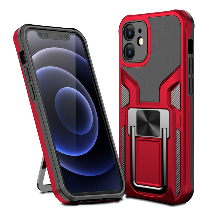 For iPhone 12 mini Armor 2 in 1 PC + TPU Magnetic Shockproof Case with Foldable Holder